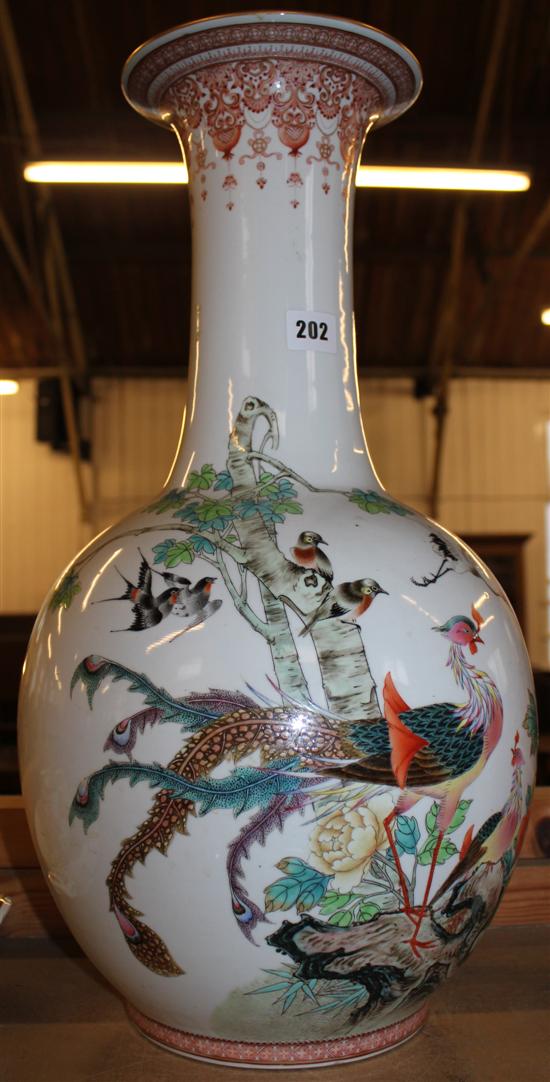 Large Chinese famille rose bottle vase(-)